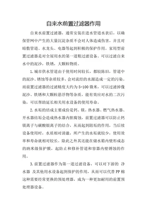 自来水前置过滤器作用