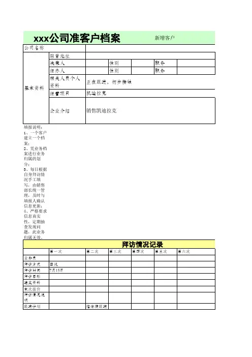 公司客户档案模板