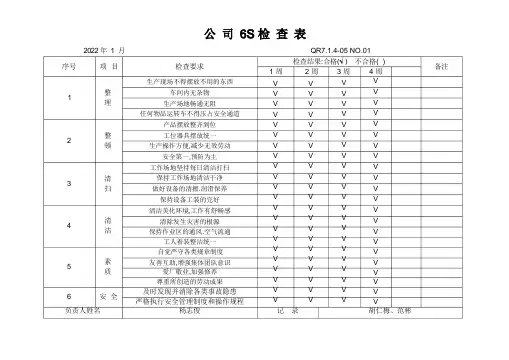 车间6S检查表