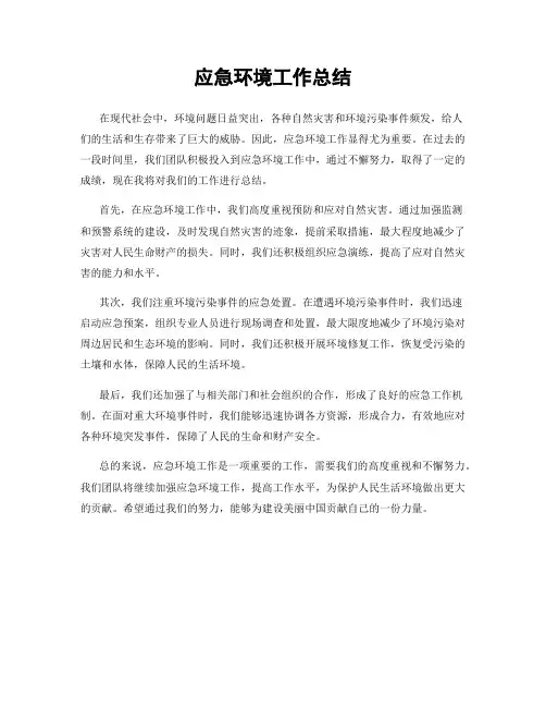 应急环境工作总结