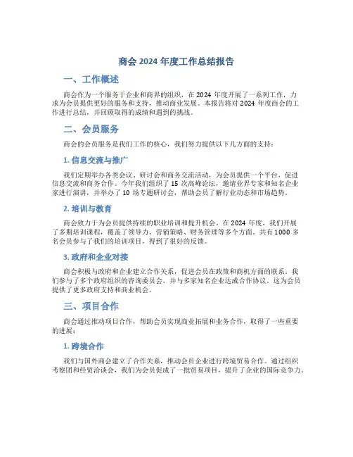 商会2024年度工作总结报告