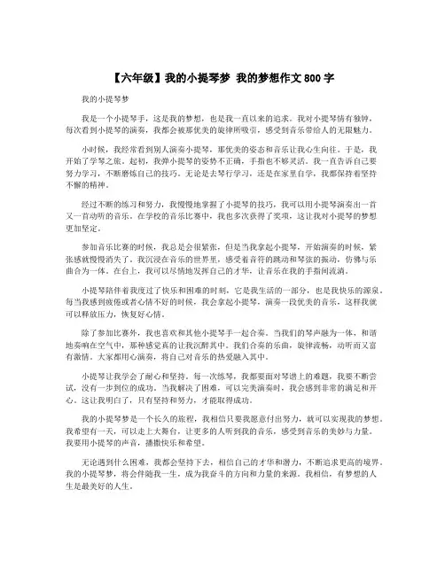 【六年级】我的小提琴梦 我的梦想作文800字