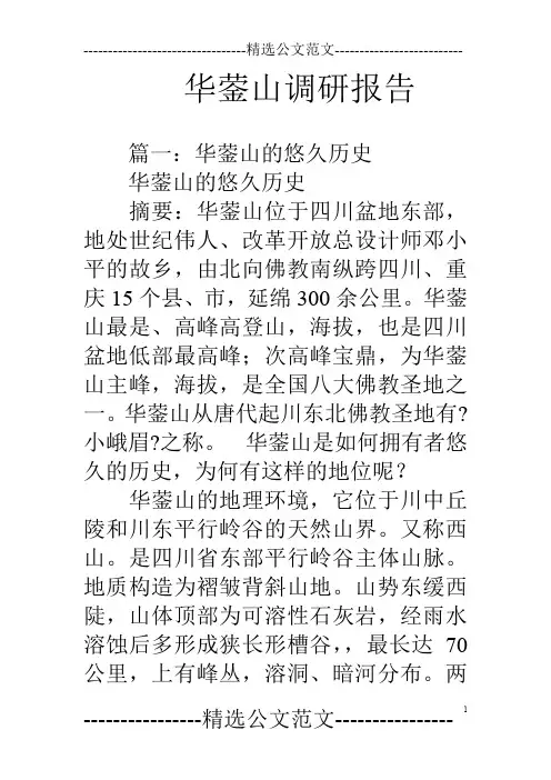 华蓥山调研报告