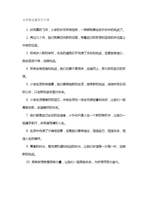 小升初文案句子干净