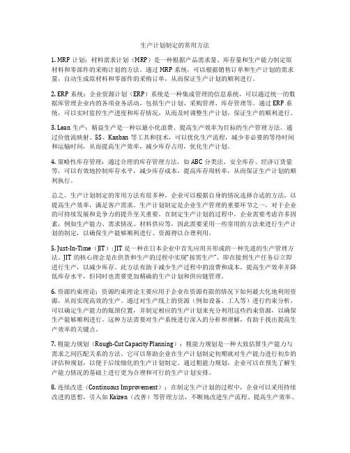 生产计划制定的常用方法