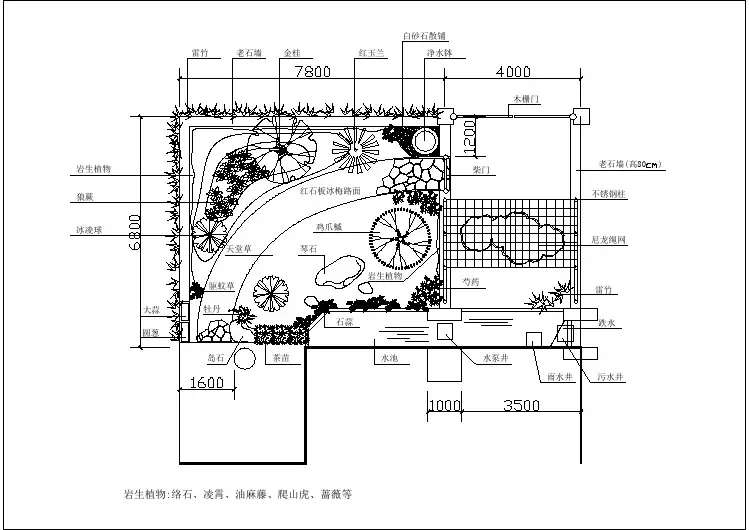40平方米别墅小庭院景观设计详细cad施工
