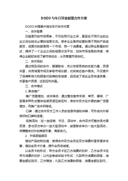 DOZO与车行异业联盟合作方案