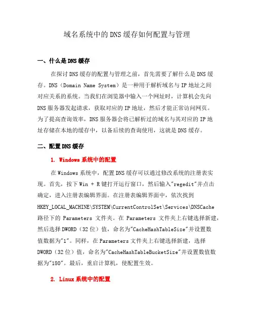 域名系统中的DNS缓存如何配置与管理(三)