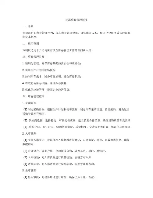 标准库存管理制度
