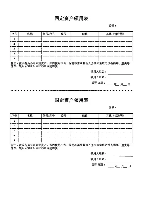 人事管理-2.4.4固定资产领用表