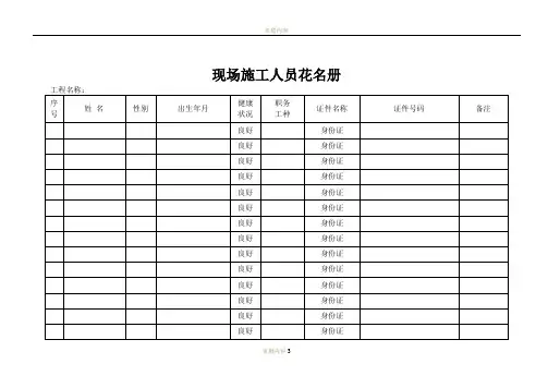 现场施工人员花名册