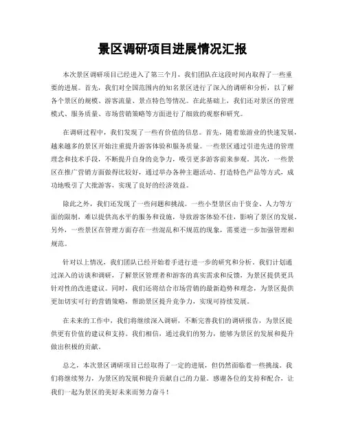景区调研项目进展情况汇报