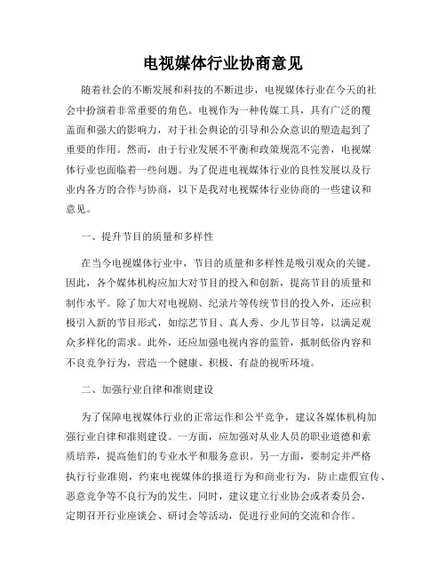 电视媒体行业协商意见