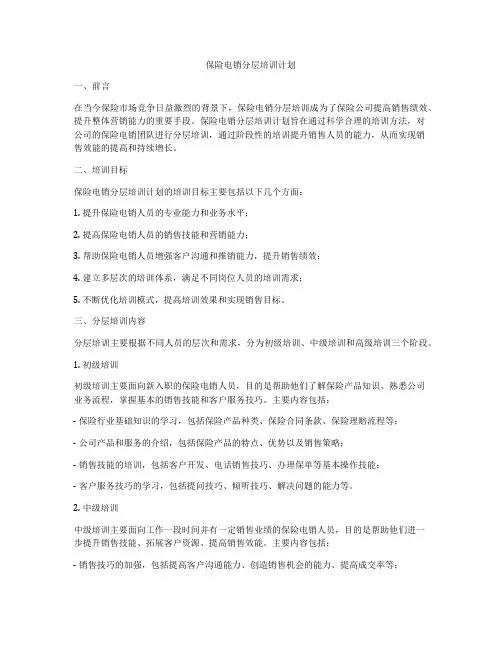 保险电销分层培训计划