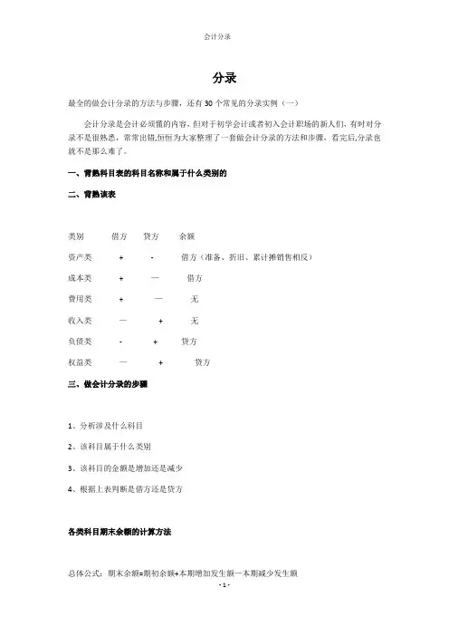所有业务最基本的会计分录大全【范本模板】