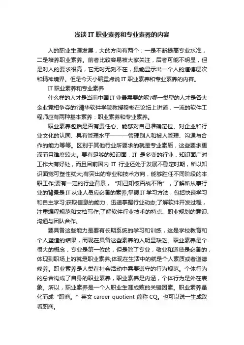 浅谈IT职业素养和专业素养的内容