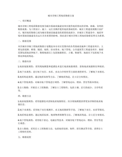 城市详细工程地质勘察方案