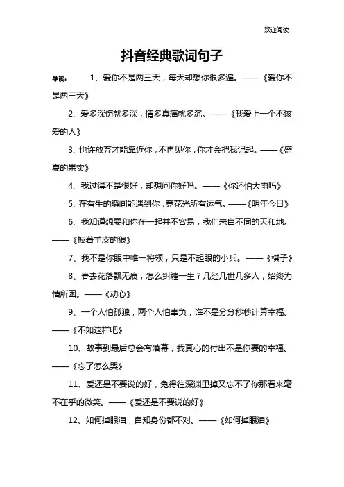 抖音经典歌词句子