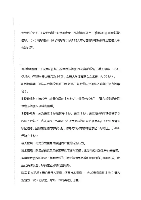 篮球犯规规则
