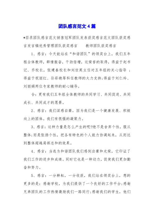 团队感言范文4篇