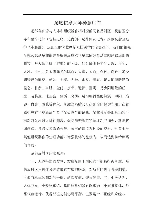足底按摩大师杨意讲作