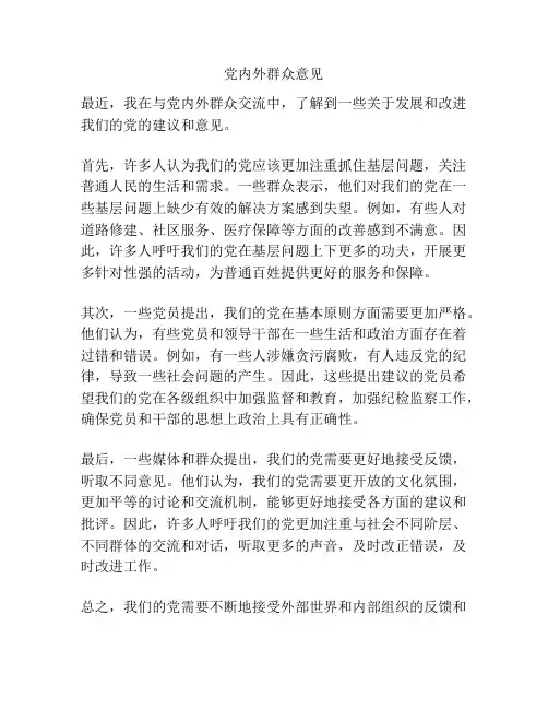 党内外群众意见