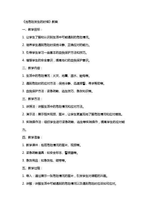 《当危险发生的时候》教案