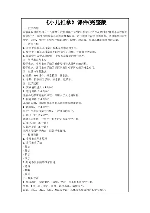 《小儿推拿》课件(完整版