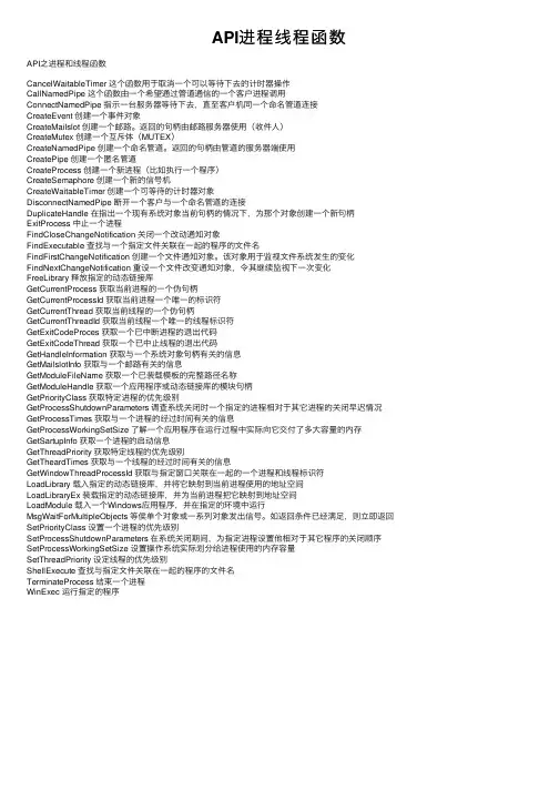API进程线程函数