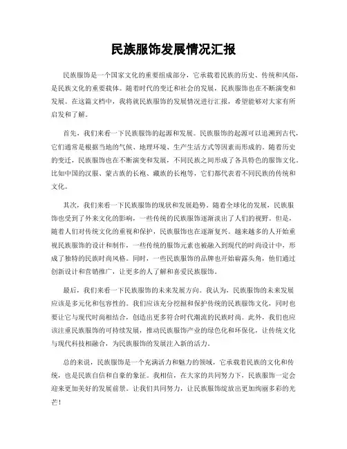 民族服饰发展情况汇报