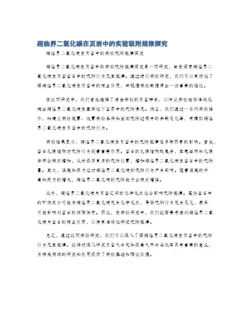 超临界二氧化碳在页岩中的实验吸附规律探究
