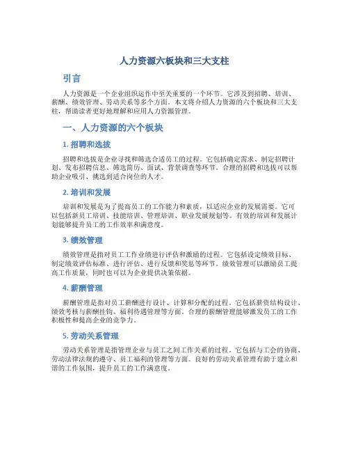 人力资源六板块和三大支柱