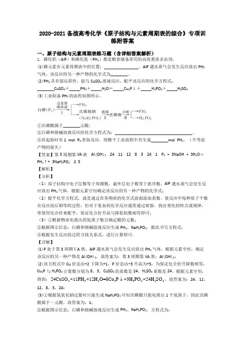 2020-2021备战高考化学《原子结构与元素周期表的综合》专项训练附答案