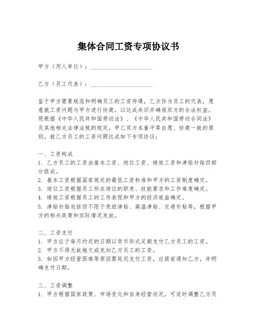 集体合同工资专项协议书