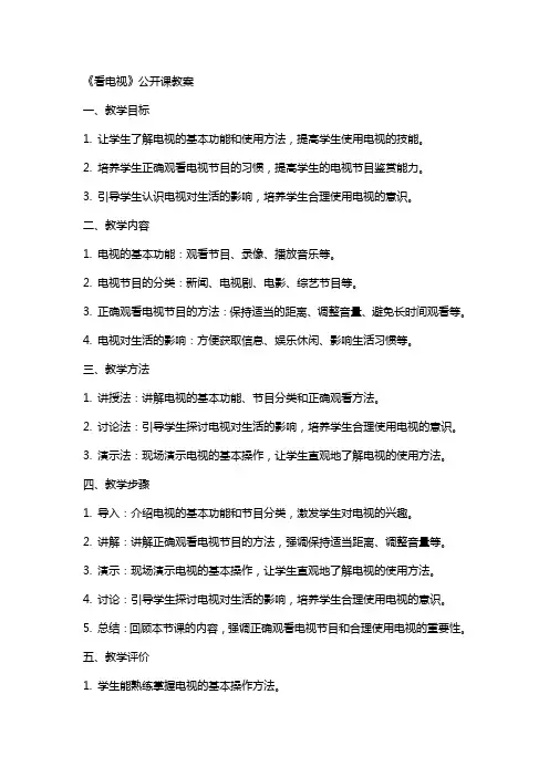 《看电视》公开课教案