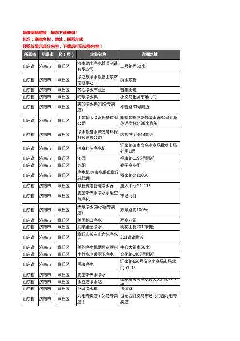新版山东省济南市章丘区净水器企业公司商家户名录单联系方式地址大全38家