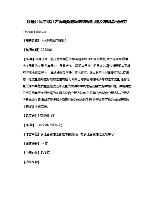 钱塘江海宁临江古海塘堤前河床冲刷机理及冲刷高程研究
