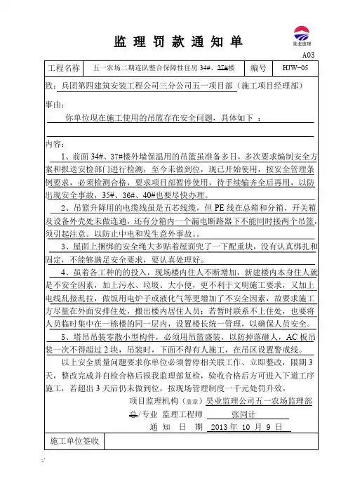 3、监理罚款通知单举例
