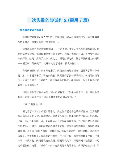 一次失败的尝试作文(通用7篇)