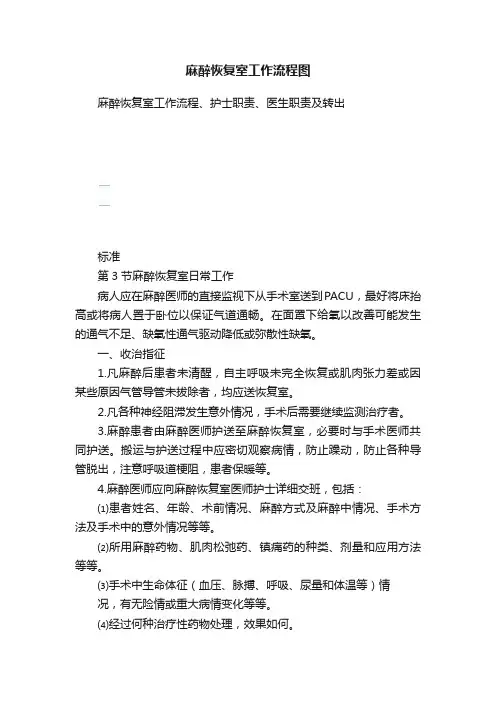 麻醉恢复室工作流程图
