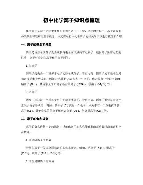 初中化学离子知识点梳理