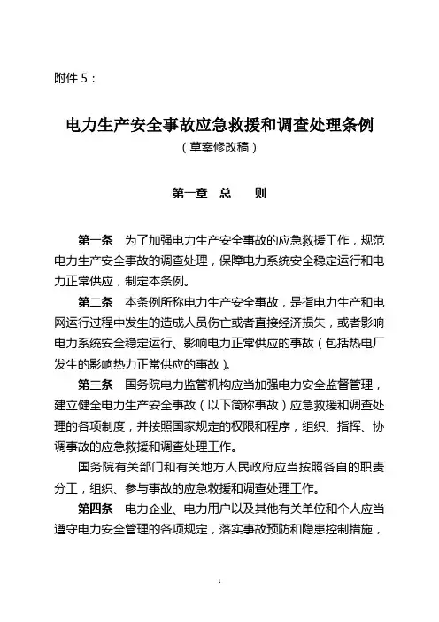 电力生产安全事故应急救援和调查处理条例