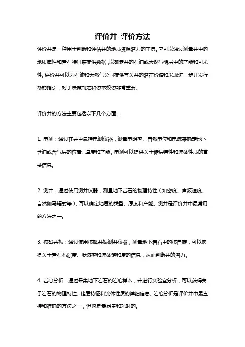 评价井 评价方法