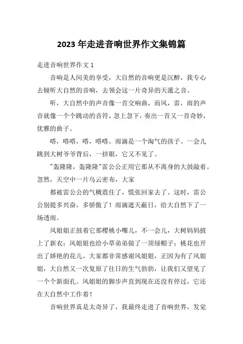 2023年走进音响世界作文集锦篇