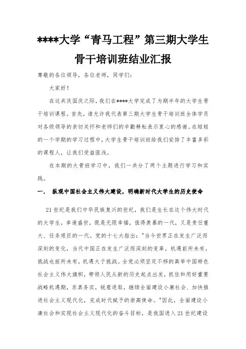 “青马工程”结业论文汇报