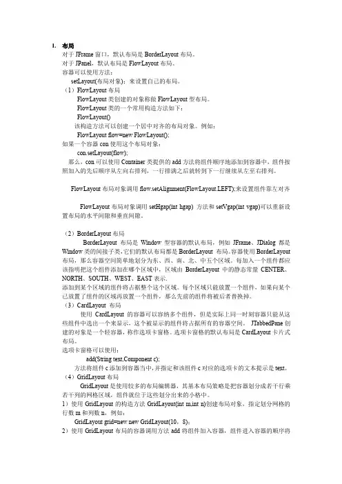 JAVA图形界面各种布局及使用方法