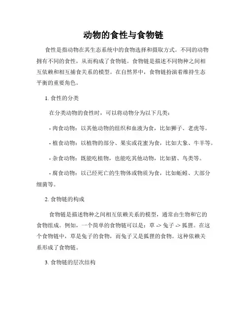 动物的食性与食物链
