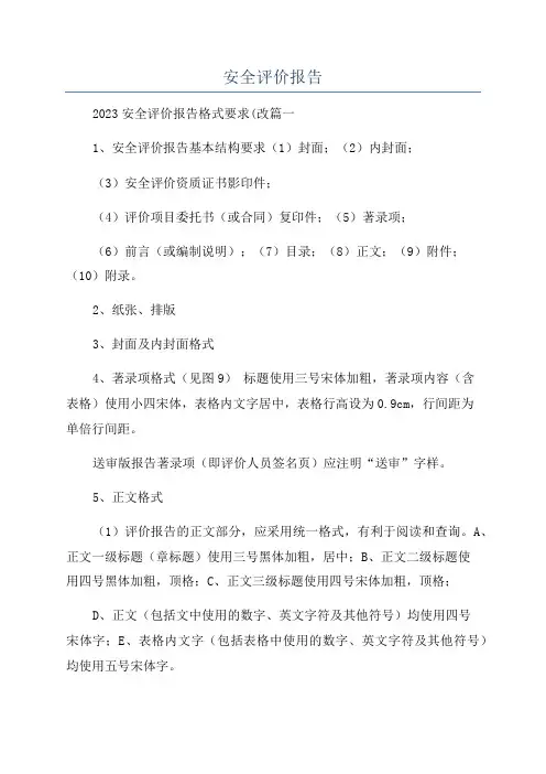 安全评价报告