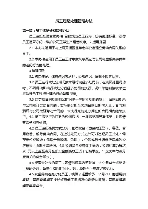 员工违纪处理管理办法