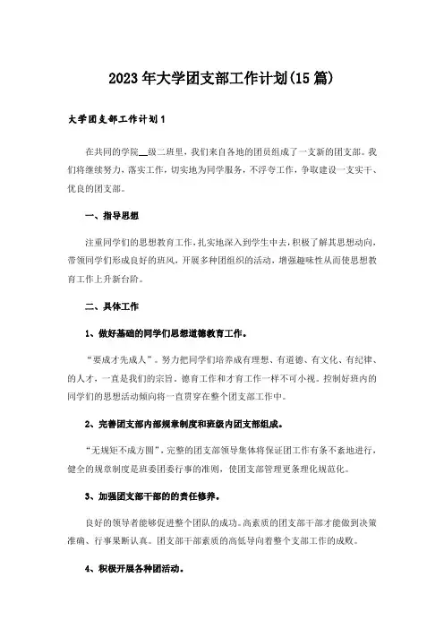 2023大学团支部工作计划(15篇)